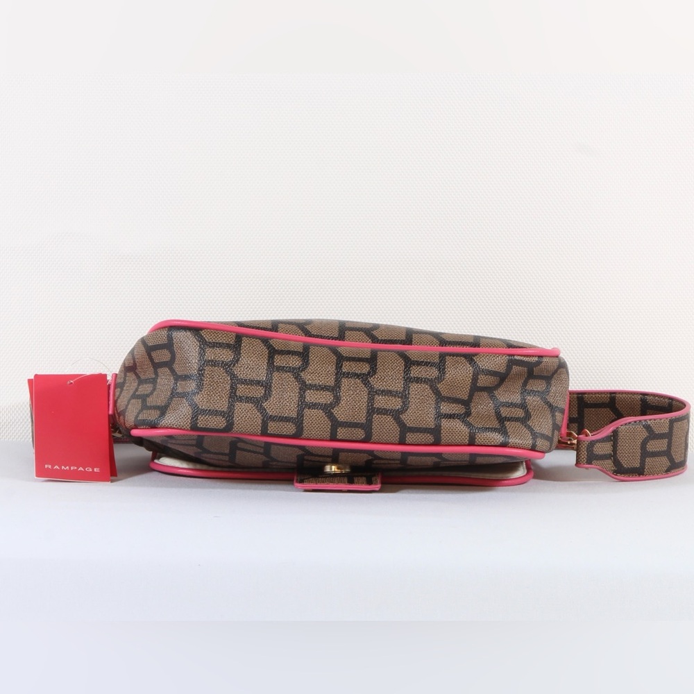 Rampage Convertible shoulder bag brown signature logo pattern with pink trim - Picture 7 of 7